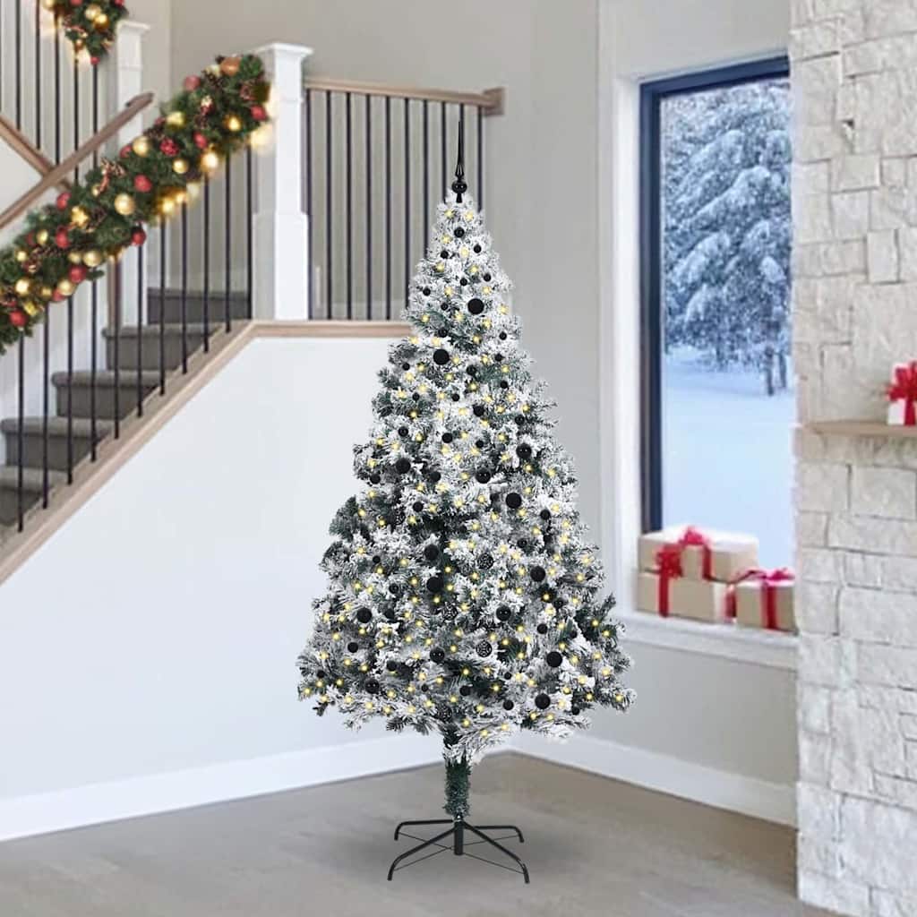 Vidaxl kunstkerstboom met 300 led wit 240 cm pvc en staal en kunststof
