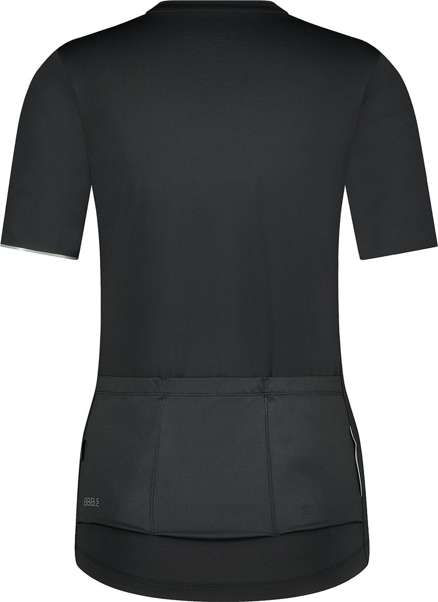 Bbb cycling donnaessence fietsshirt dames korte mouw - 15-25 °c - ademend mtb en wielrenshirt met 3 achterzakken - zwart
