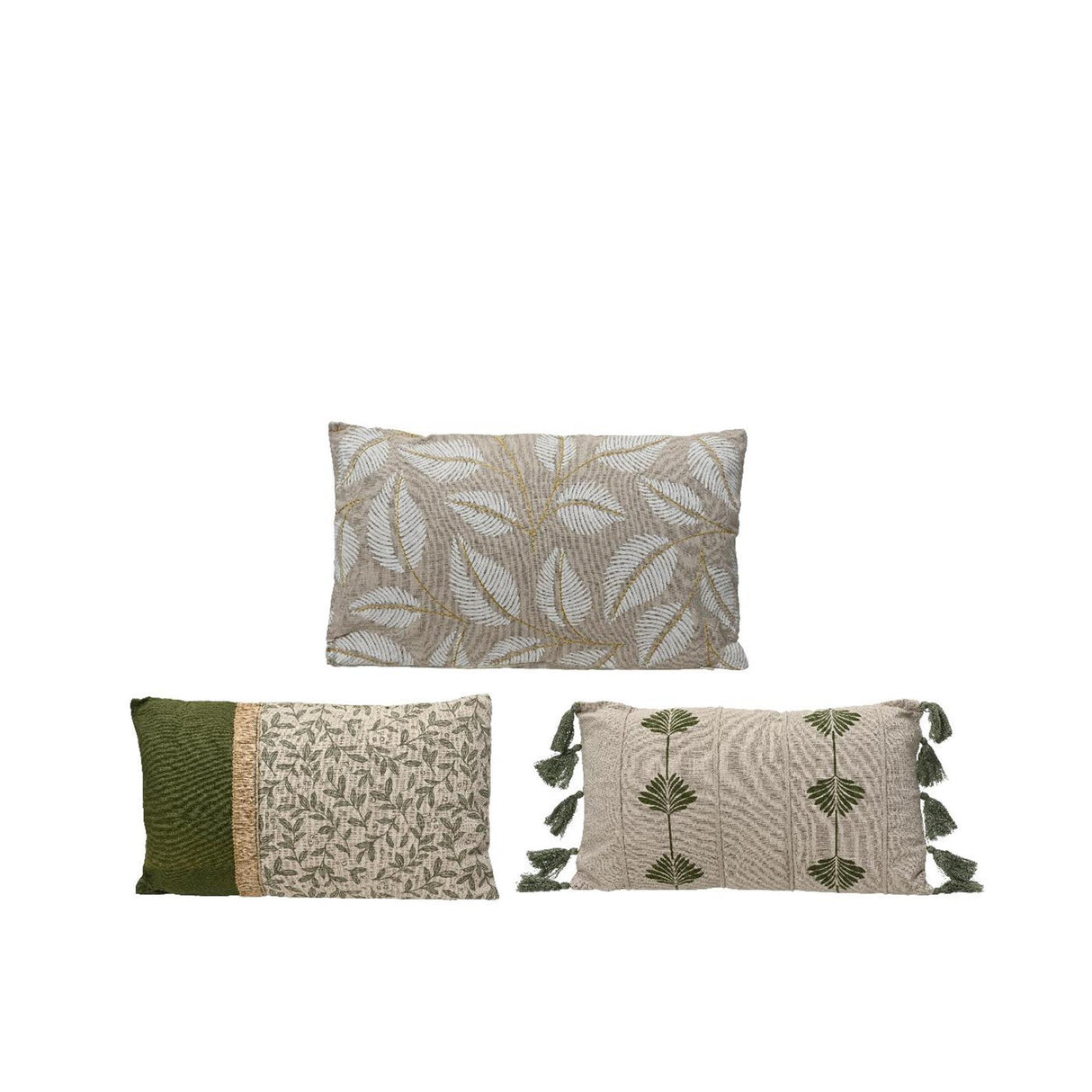 Decoris kussen met print beige katoen 30x50cm