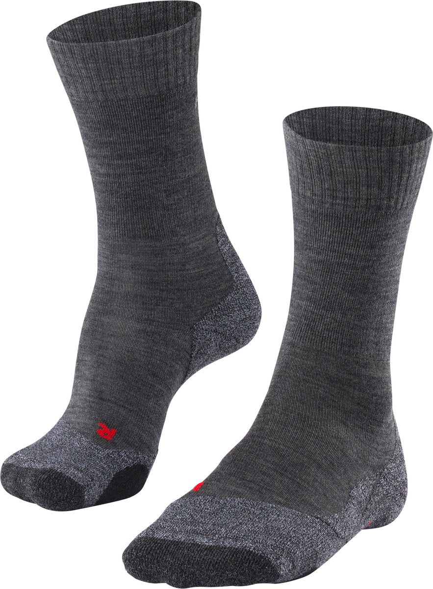 Falke tk2 anti-blaar dik wol functioneel materiaal wandelsokken heren grijs - maat 39-41
