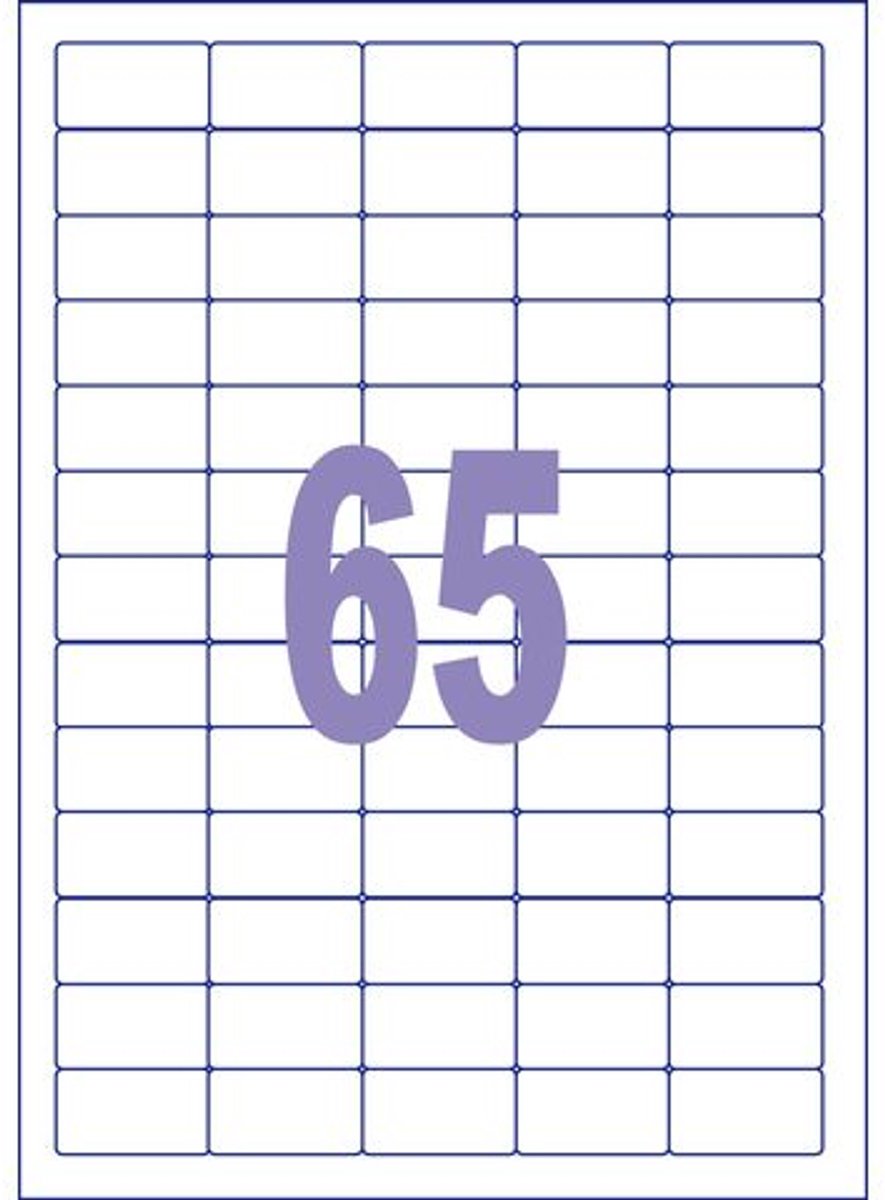 Kangaro etiket - inkjet laser kopieer - 38,1x21,2mm - doos a 25 vel - 65 stickers per vel - k-3821-25