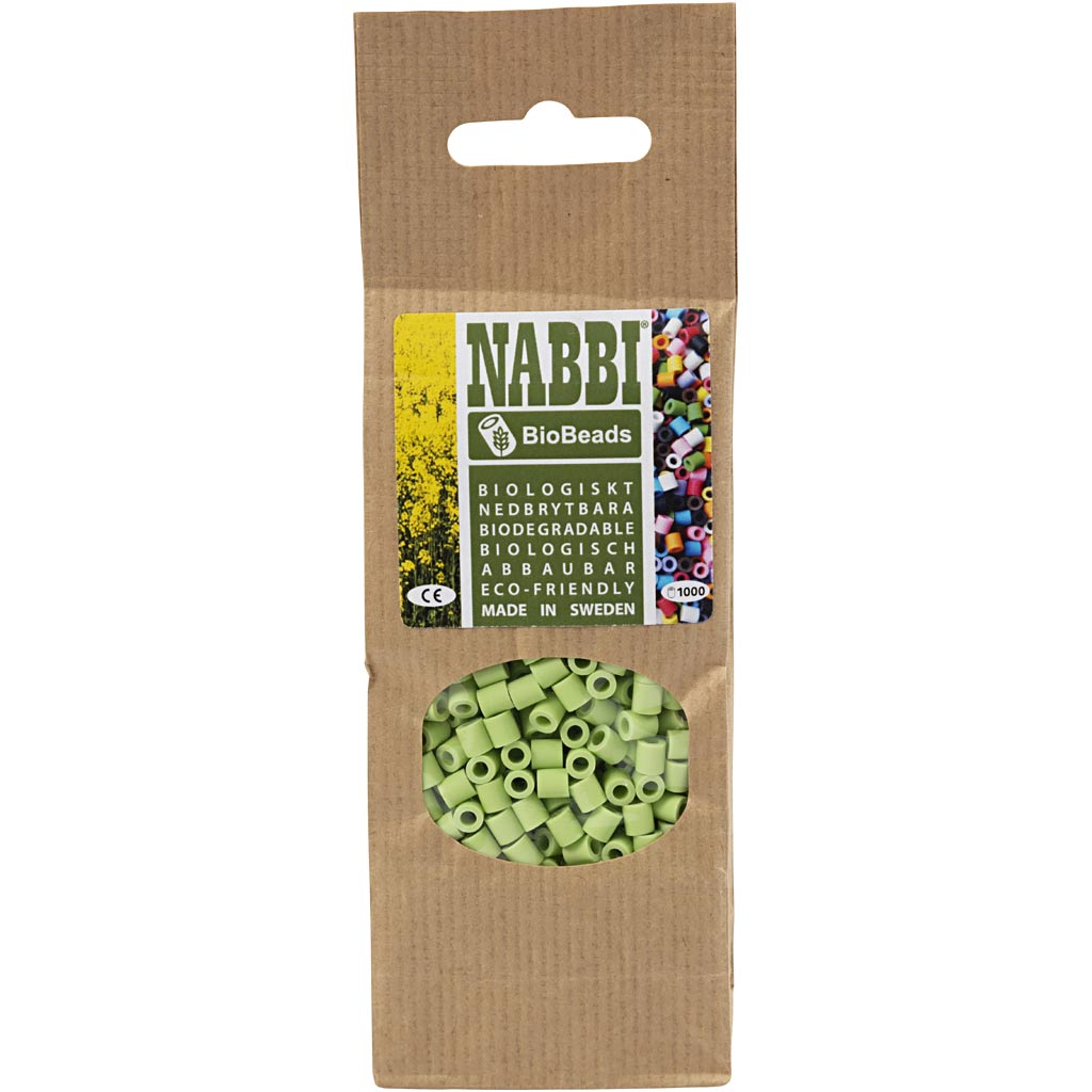 Creativ company http: www.cchobby.nl biobeads-van-nabbi-afm-5x5-mm-gatgrootte-2-5-mm-medium-pastel-groen-1000-stuk-1-doos