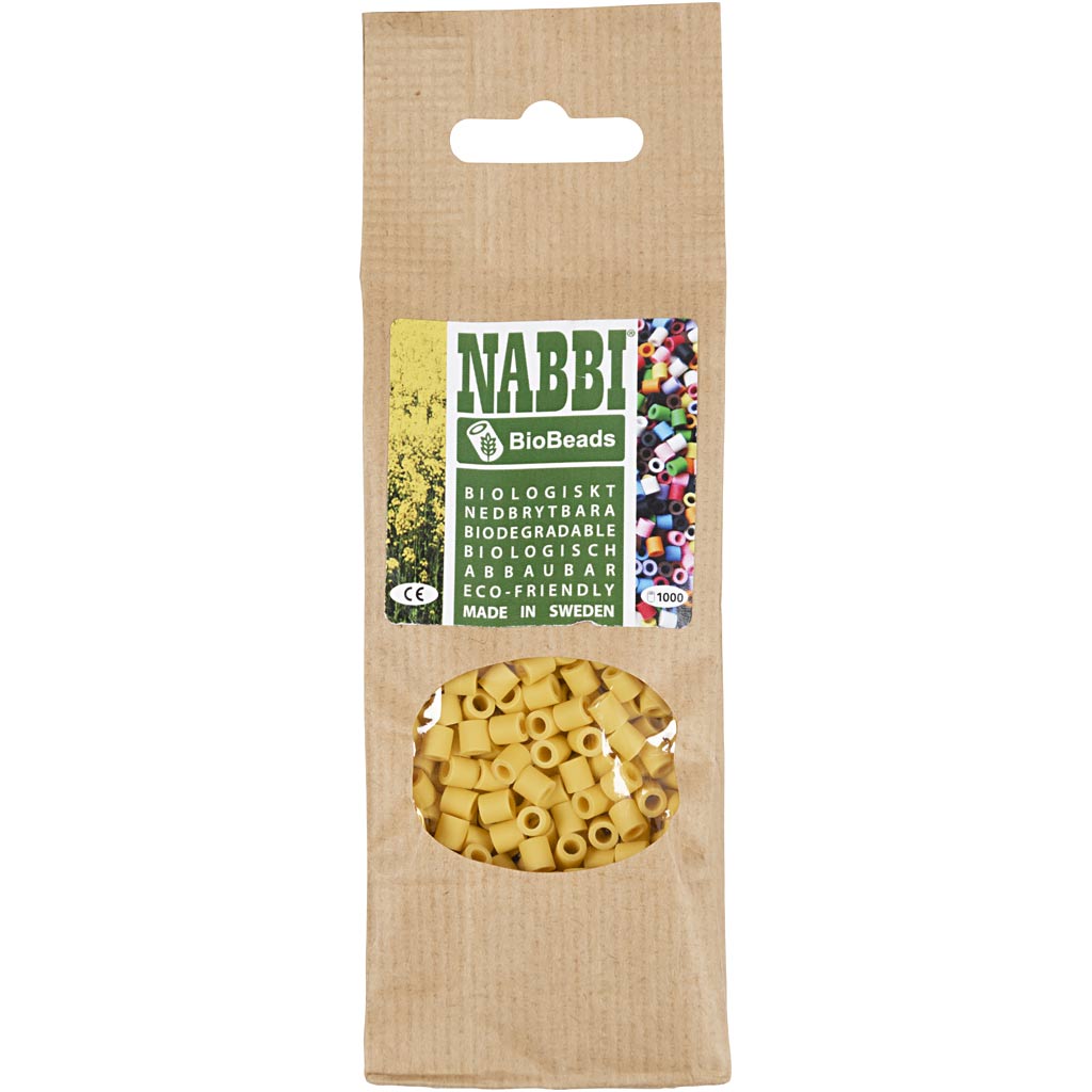 Creativ company http: www.cchobby.nl biobeads-van-nabbi-afm-5x5-mm-gatgrootte-2-5-mm-medium-geel-1000-stuk-1-doos