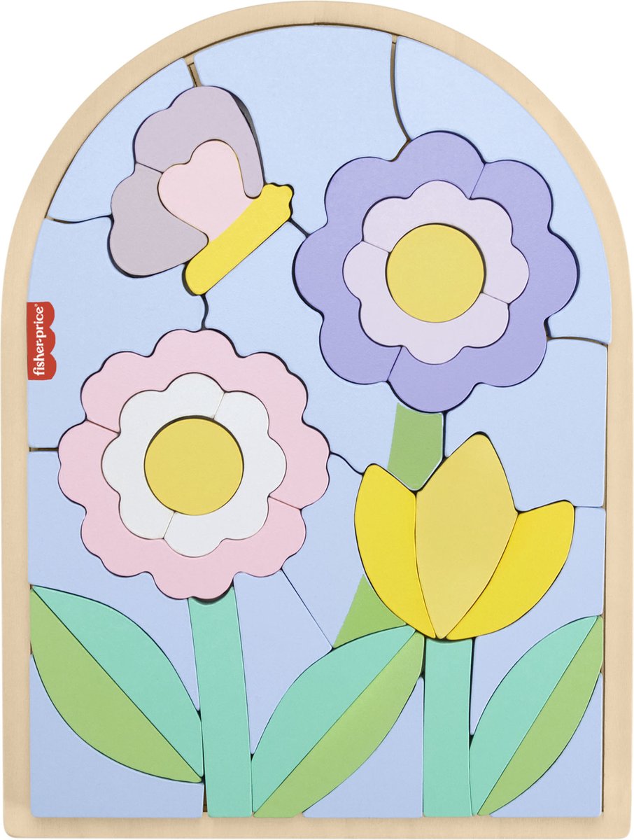 Fisher-price houten bloemenpuzzelblokken - vormenpuzzel