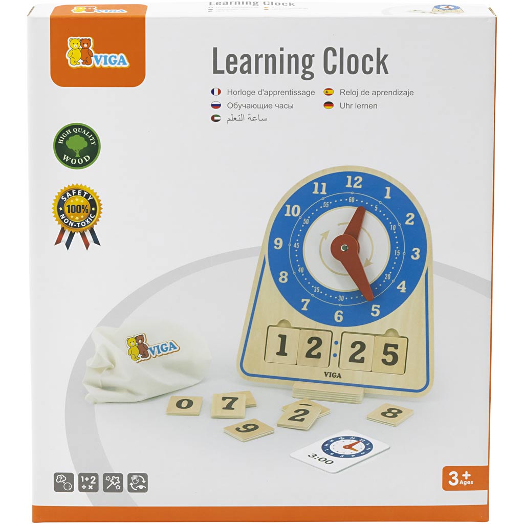 Vigatoys http: www.cchobby.nl viga-leerklok-h-28-cm-l-26-cm-b-13-1-stuk
