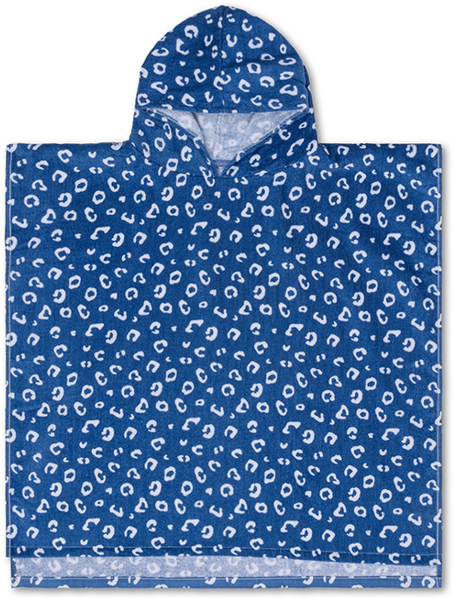 Swim essentials - poncho - 65 x 65 cm - kind - luipaardprint - 100% katoen - blauw
