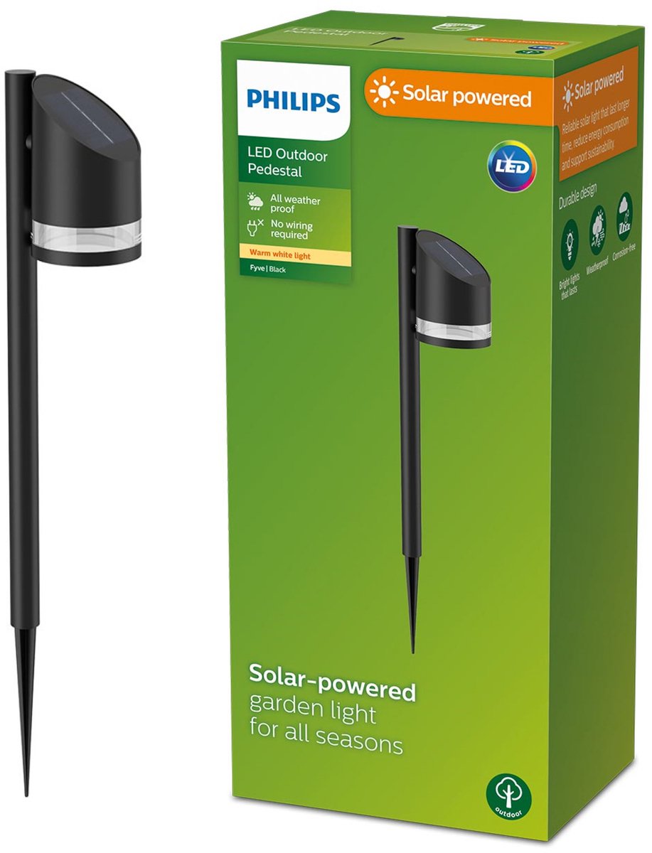 Philips led philips fyve sokkellamp met spies - zwart