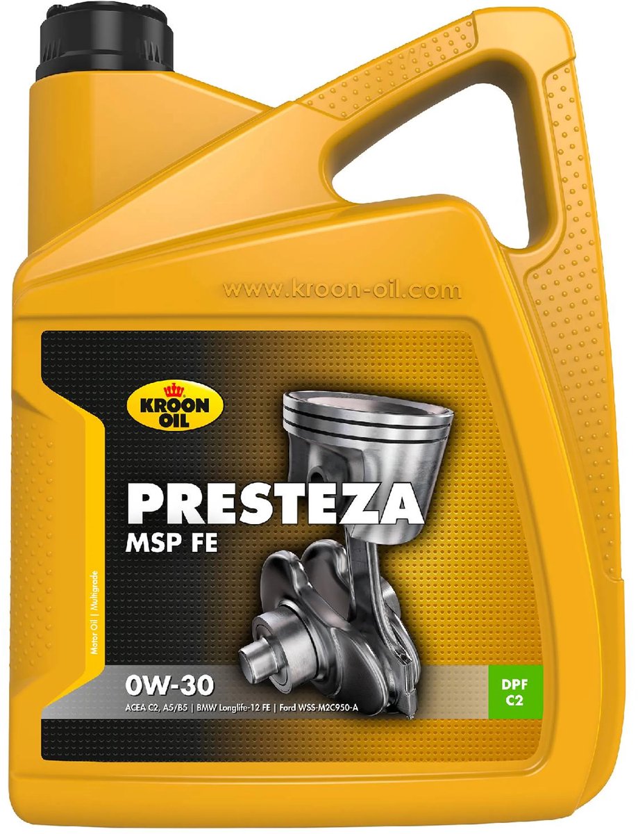 Kroon-oil - presteza msp - longlife-12 fe - 5 liter - vol-synthetisch 0w-30