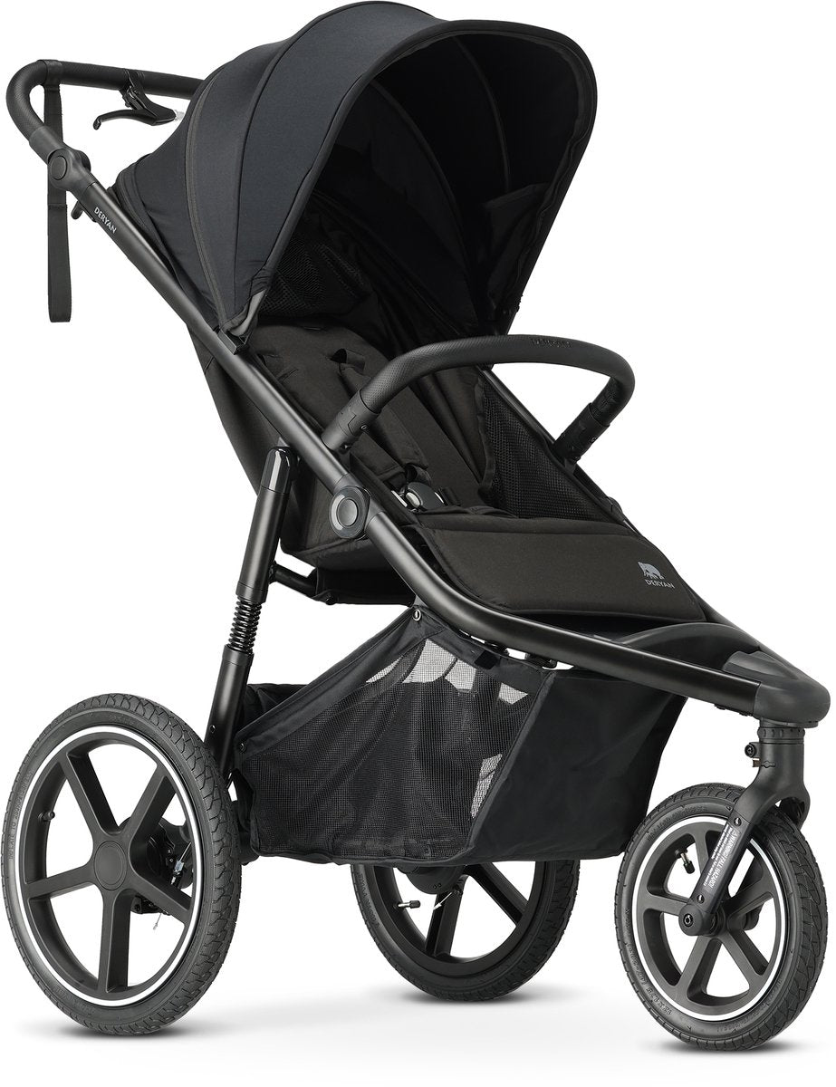 Deryan bolt hardloop kinderwagen - jogging buggy - muggennet - zwart