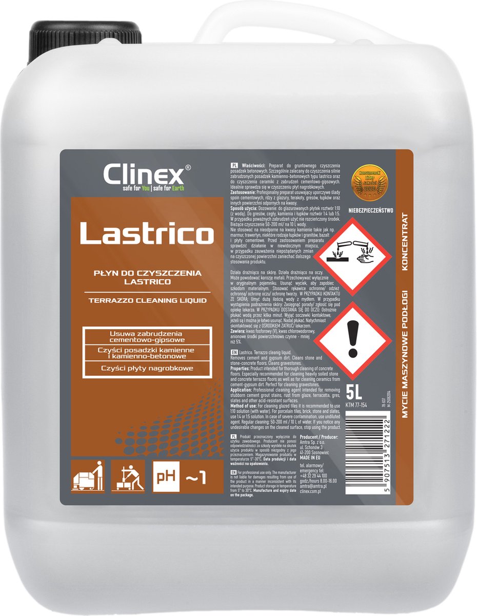Clinex lastrico terrazzo en beton vloerreiniger 5 liter