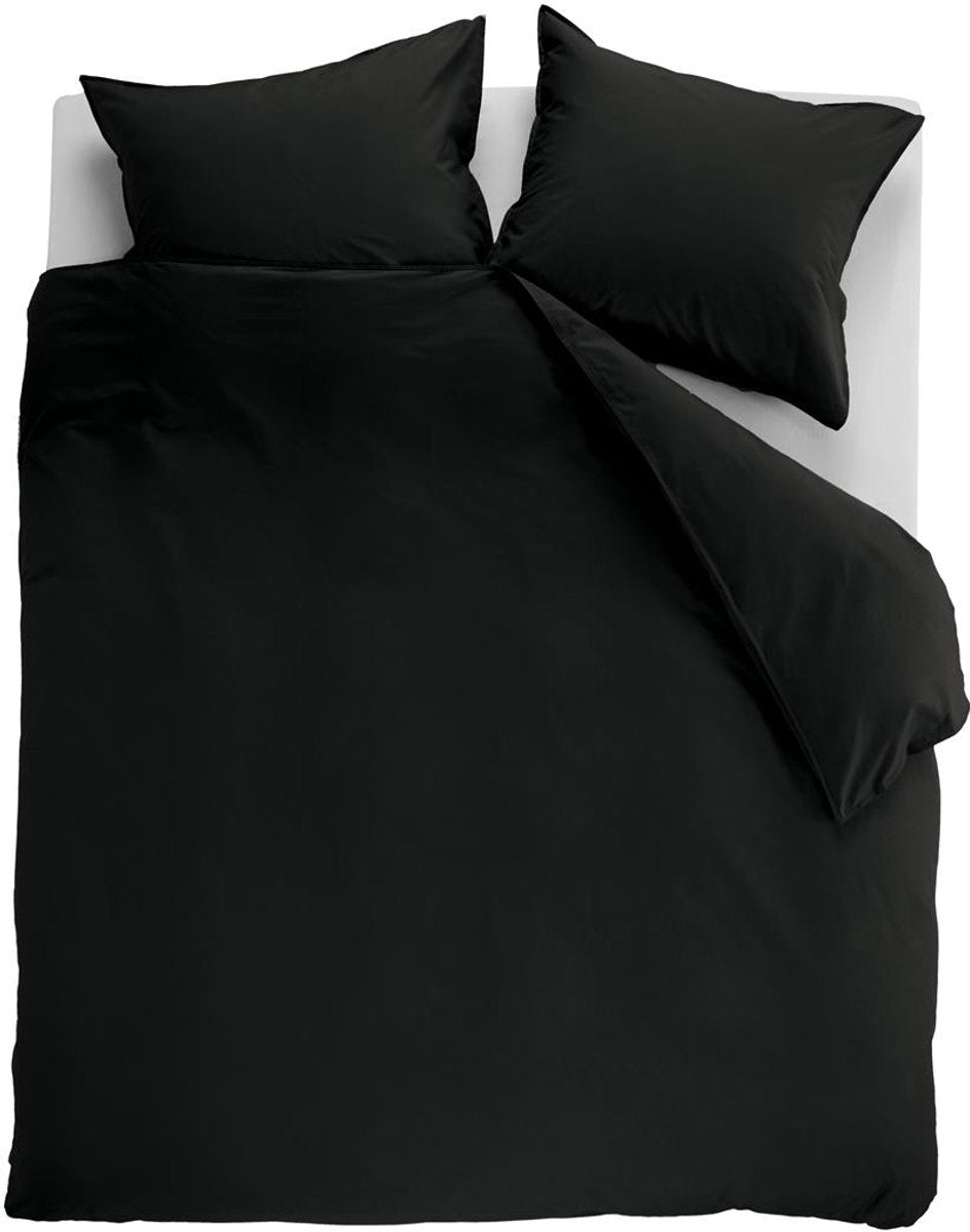 Ambiante cotton uni dekbedovertrek - effen - lits-jumeaux - 240x200 220 - zwart