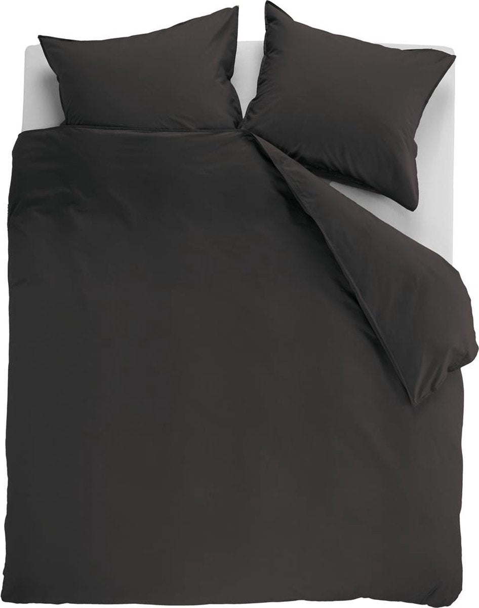 Ambiante cotton uni dekbedovertrek - effen - tweepersoons - 200x200 220 cm - antraciet