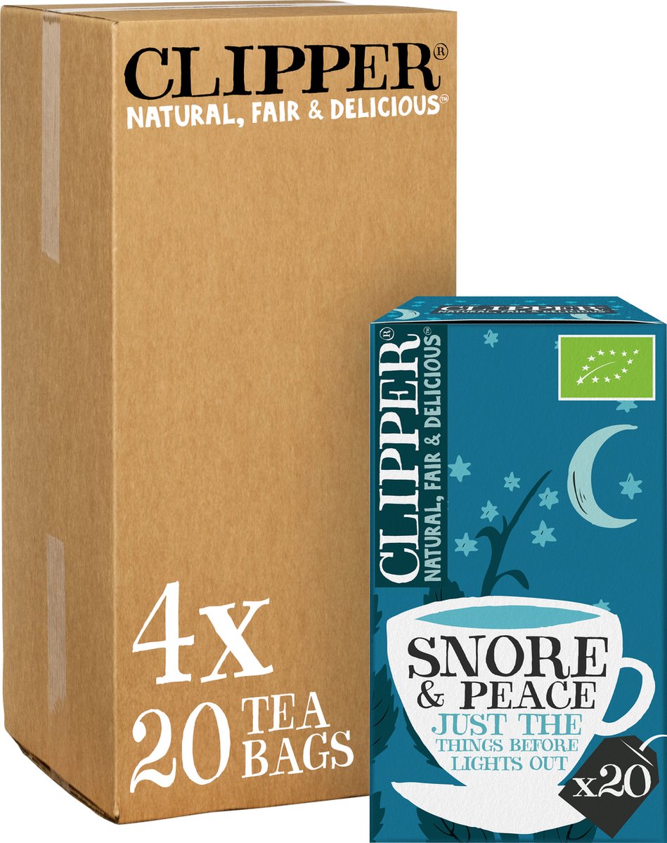 Clipper thee clipper - biologische thee - snore peace - kamille lavendel - 4 x 20 theezakjes