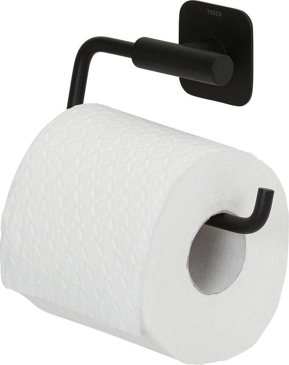 Tiger colar - wc rolhouder zonder klep - zonder te boren - toiletrolhouder zelfklevend - zwart