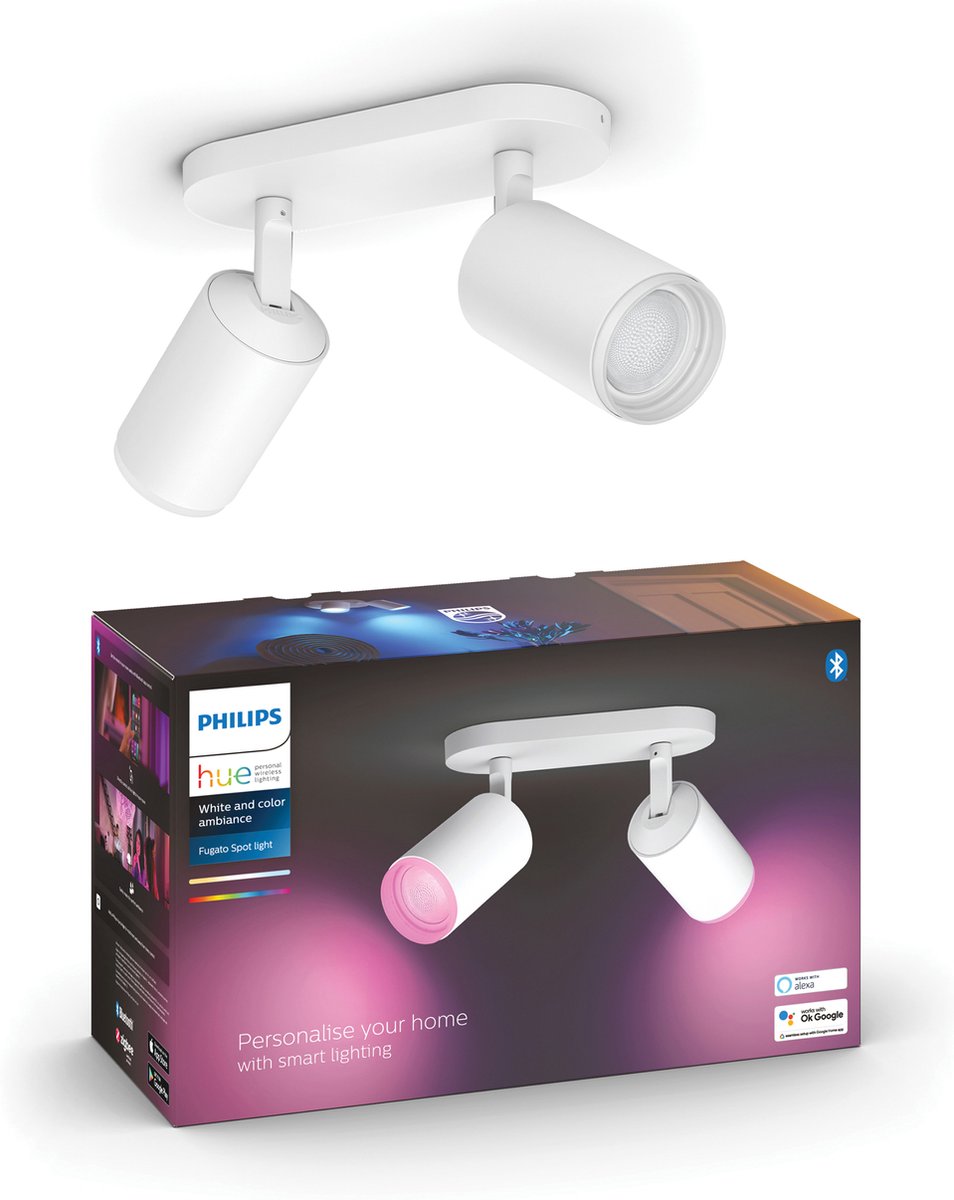 Philips hue fugato opbouwspot - wit en gekleurd licht - 2-spots - wit