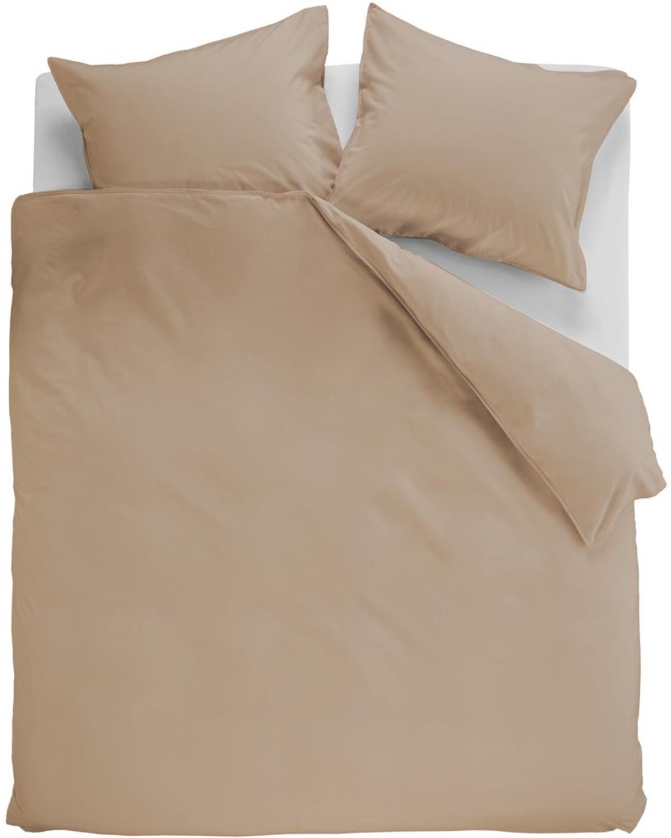 Ambiante cotton uni dekbedovertrek - effen - lits-jumeaux - 240x200 220 cm - khaki