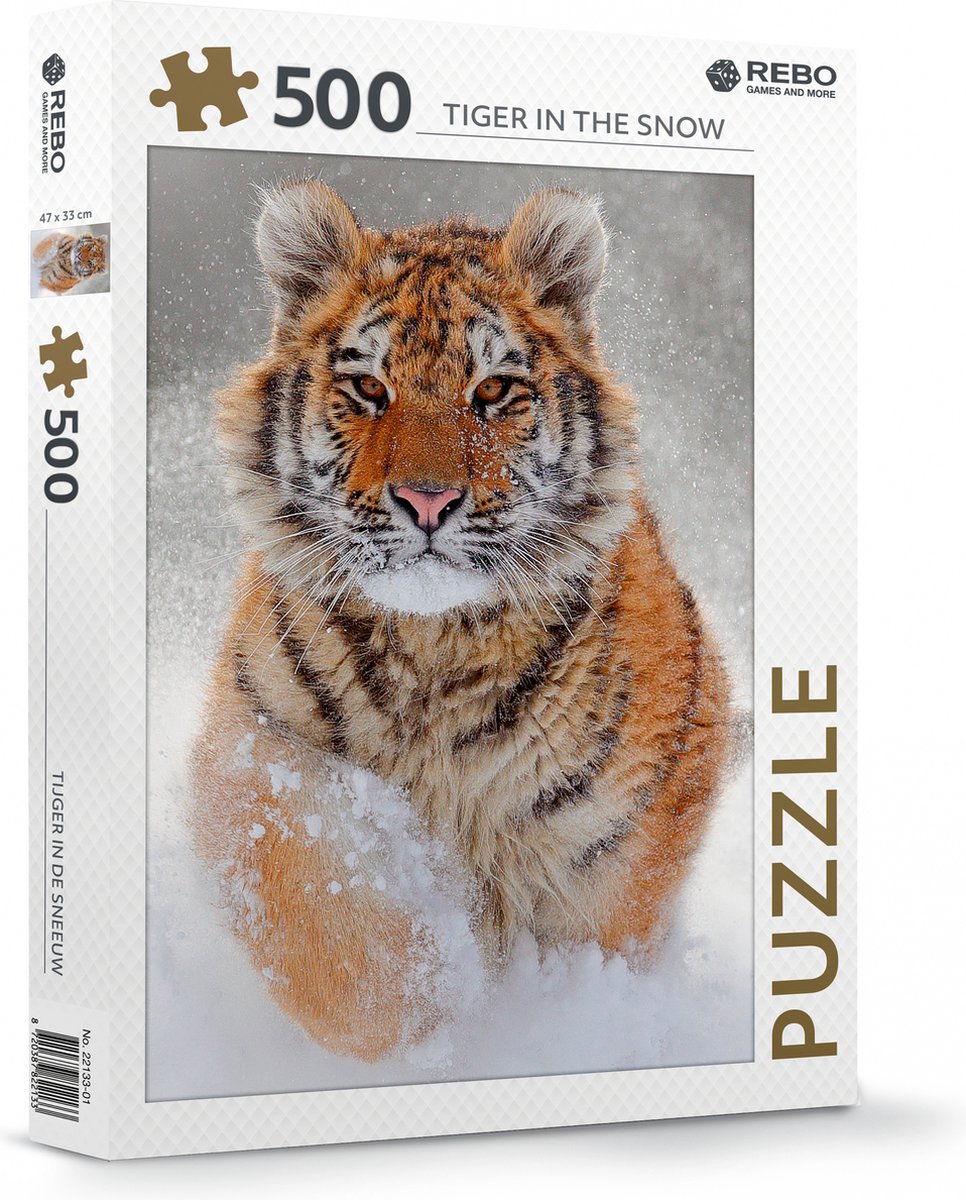Rebo productions legpuzzel tiger in the snow 500 stukjes