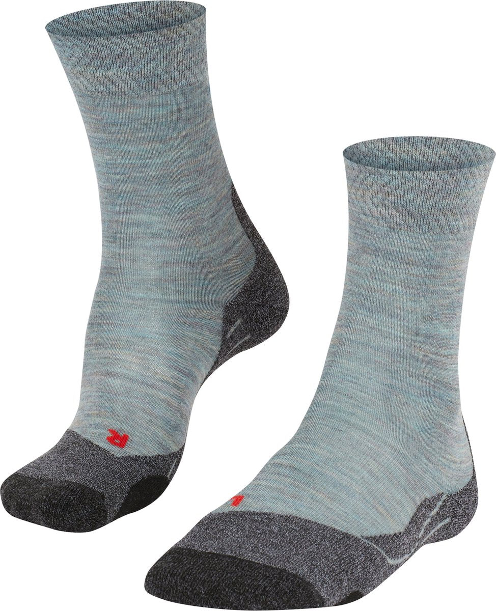 Falke tk2 melange anti-blaar dik wol functioneel materiaal wandelsokken dames blauw - maat 39-40