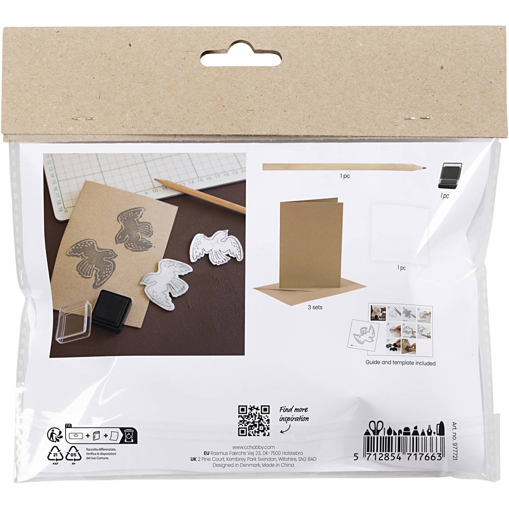 Creativ company http: www.cchobby.nl mini-hobbyset-foam-druk-kaart-met-duiven-beige-1-doos