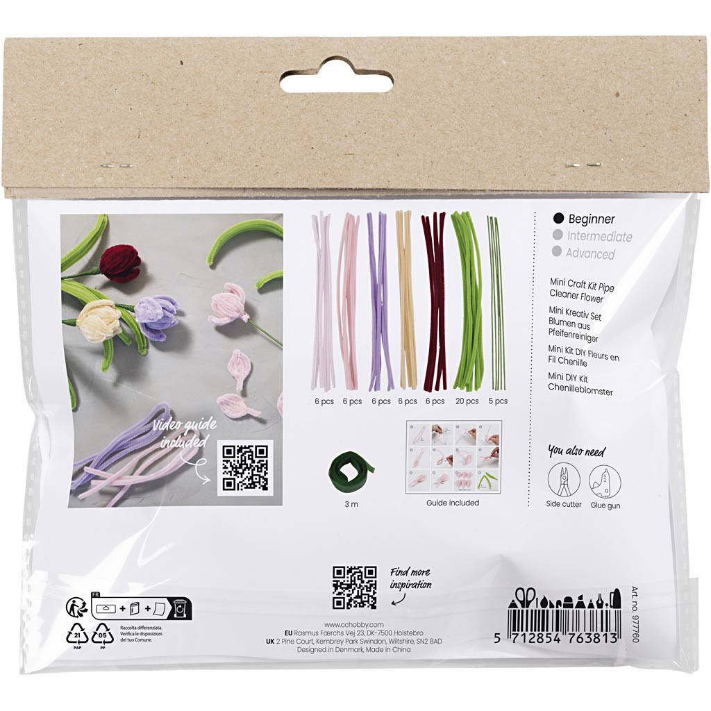 Creativ company http: www.cchobby.nl mini-hobbyset-bloemen-van-chenilledraad-tulpen-diverse-kleuren-1-doos