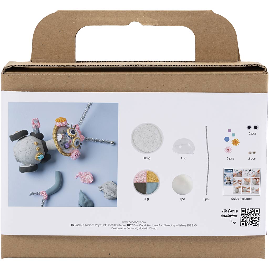 Creativ company http: www.cchobby.nl mini-hobbyset-boetseren-robot-grijs-roze-1-doos