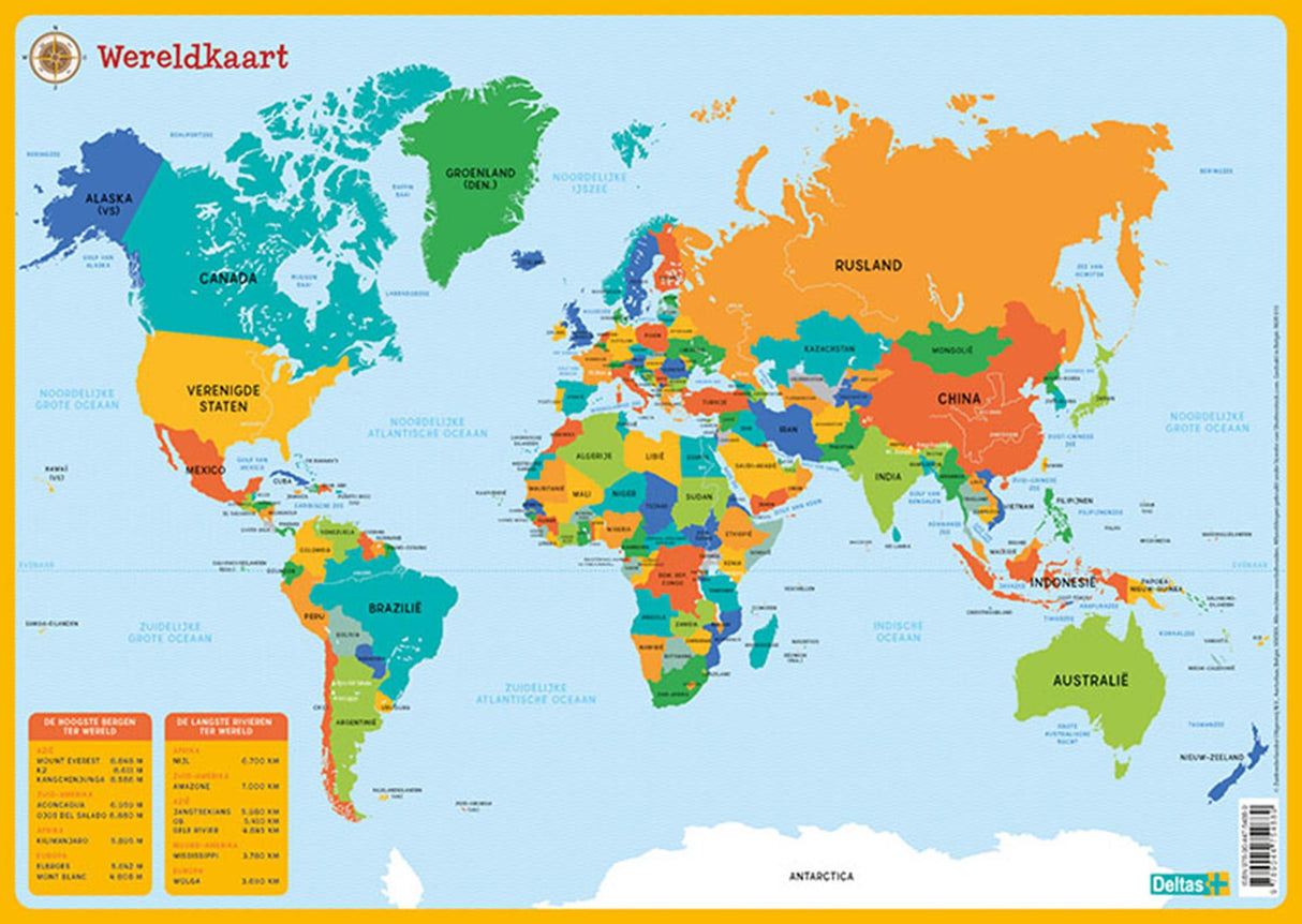 Deltas educatieve onderlegger - wereldkaart