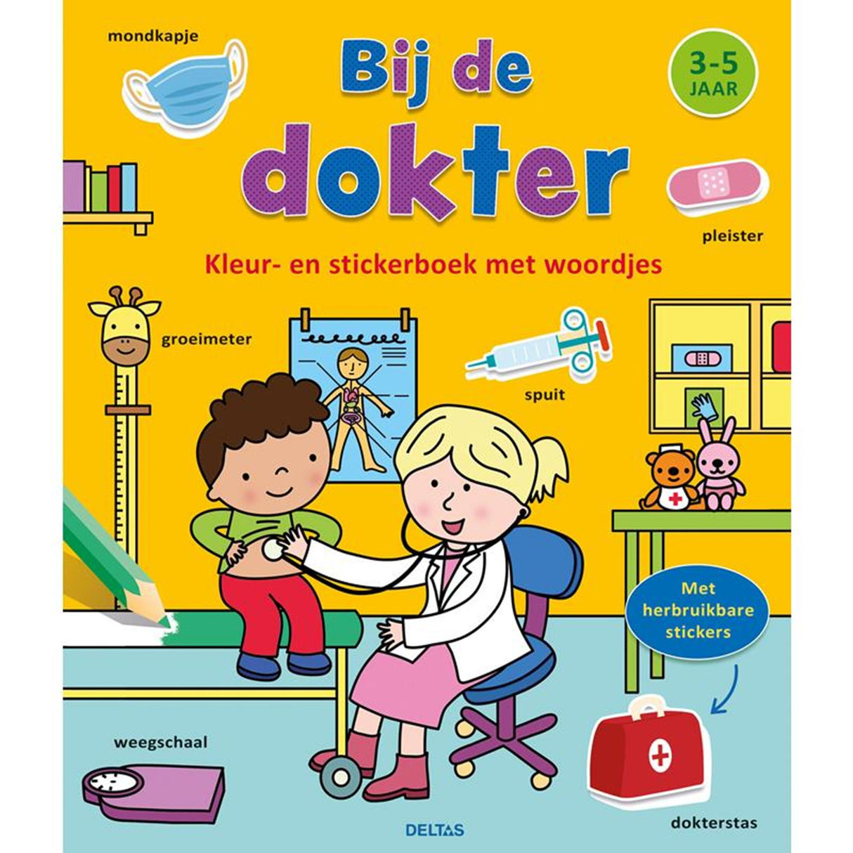 Deltas kleur- en stickerboek met woordjes - bij de dokter