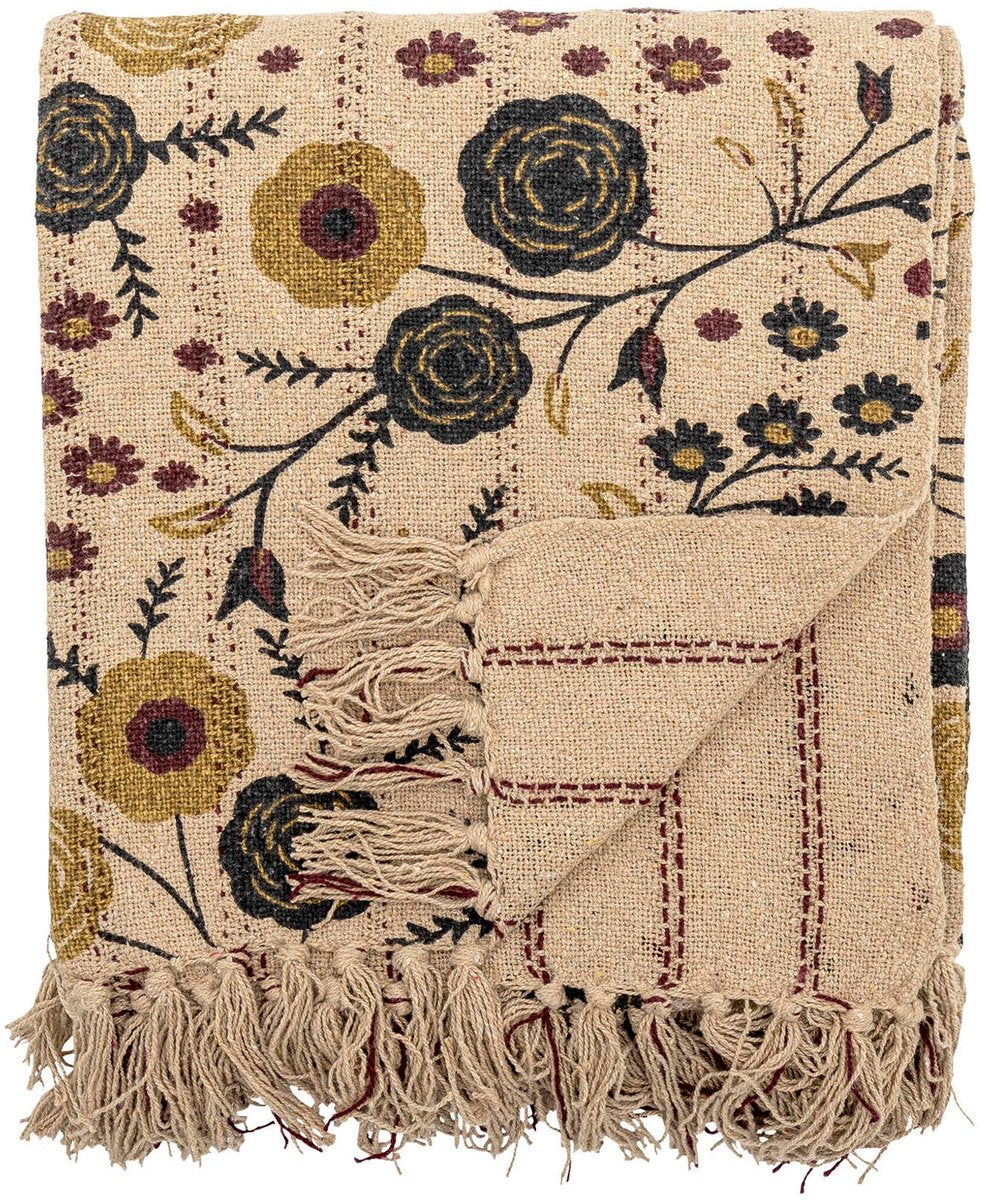 Bloomingville plaid gerecycled katoen nature eydis 130x160cm