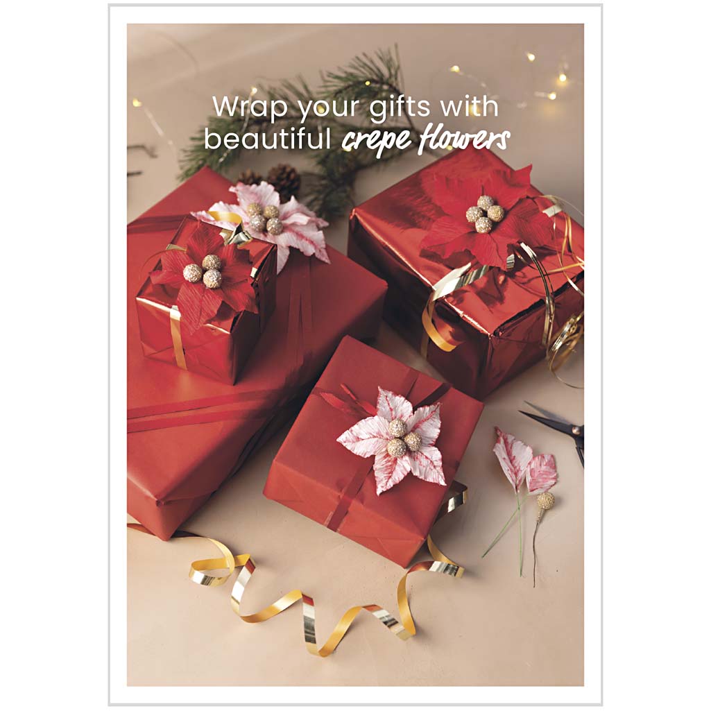 Http: www.cchobby.nl ansichtkaart-cadeaus-in-rode-verpakking-met-crepe-bloem-a5-vel-14-8x21-cm-1-stuk