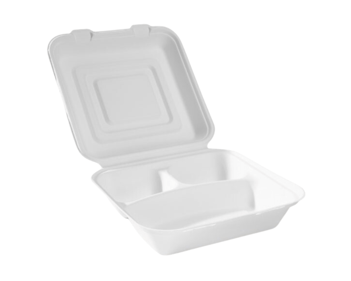 Takeaware menubak 3-vaks suikerriet pfas-vrij (50 stuks)