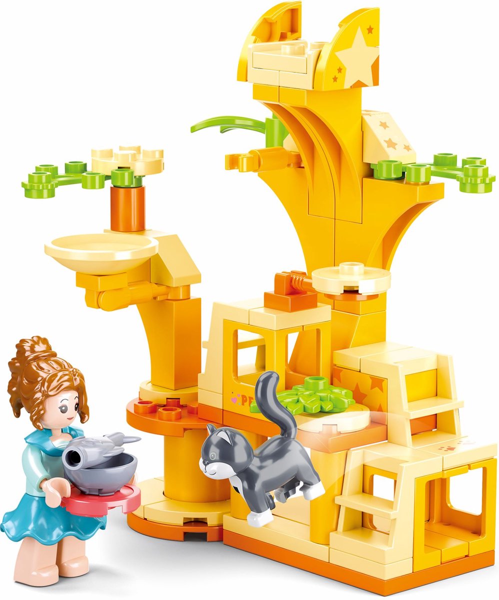 Sluban girls dream katten speeltuin bouwspeelgoed kinderen vanaf 6 jaar – constructiespeelgoed modelbouw dieren speelset – bouwdoos met 81 bouwstenen en 1 minifiguur – m38-b0970d