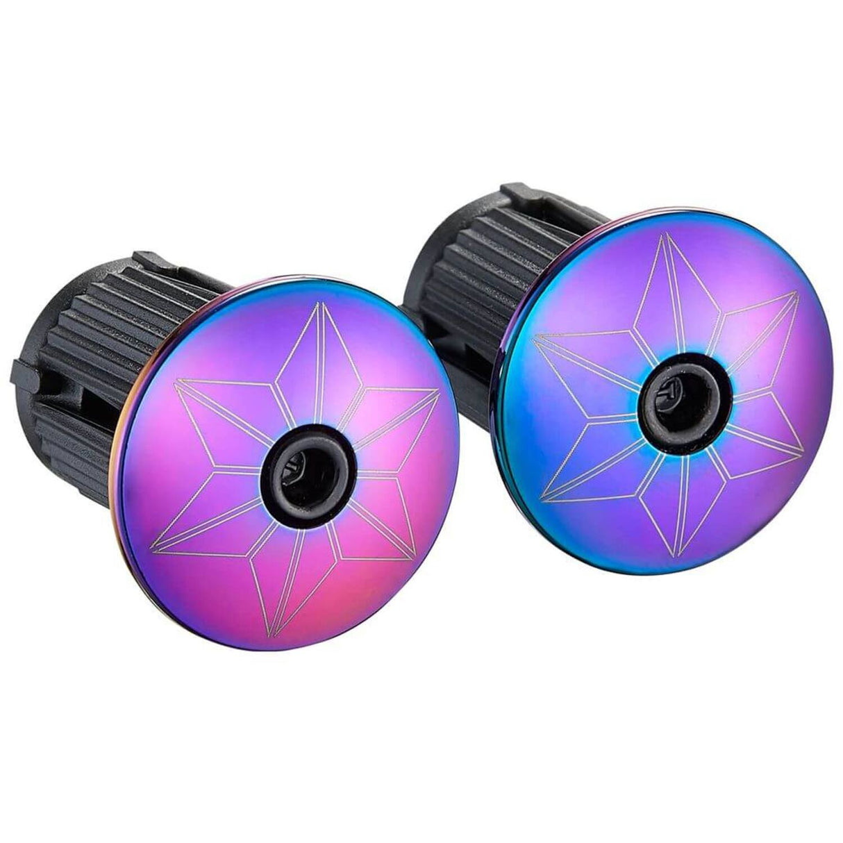Supacaz - super sticky kush star fade stuurlint zwart oil slick inclusief aluminium oil slick stuurplug