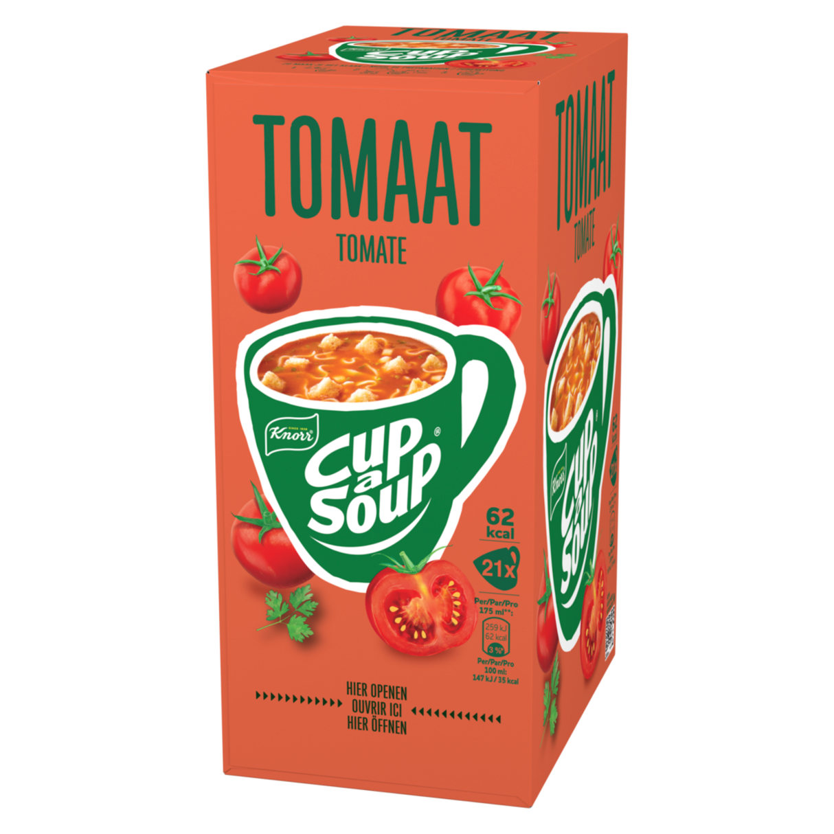 Cup-a-soup 4-pack 1x champignon creme, 1x kip, 1x tomaat, 1x indiase kerrie. 84 porties van 175ml (21x 175 ml) (b-0274)