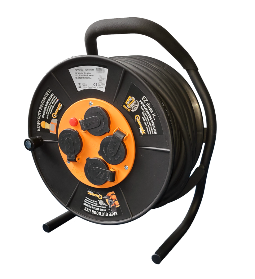 Qwattpro kabelhaspel 40mtr 3x2.5 er-300ez 4-voudig