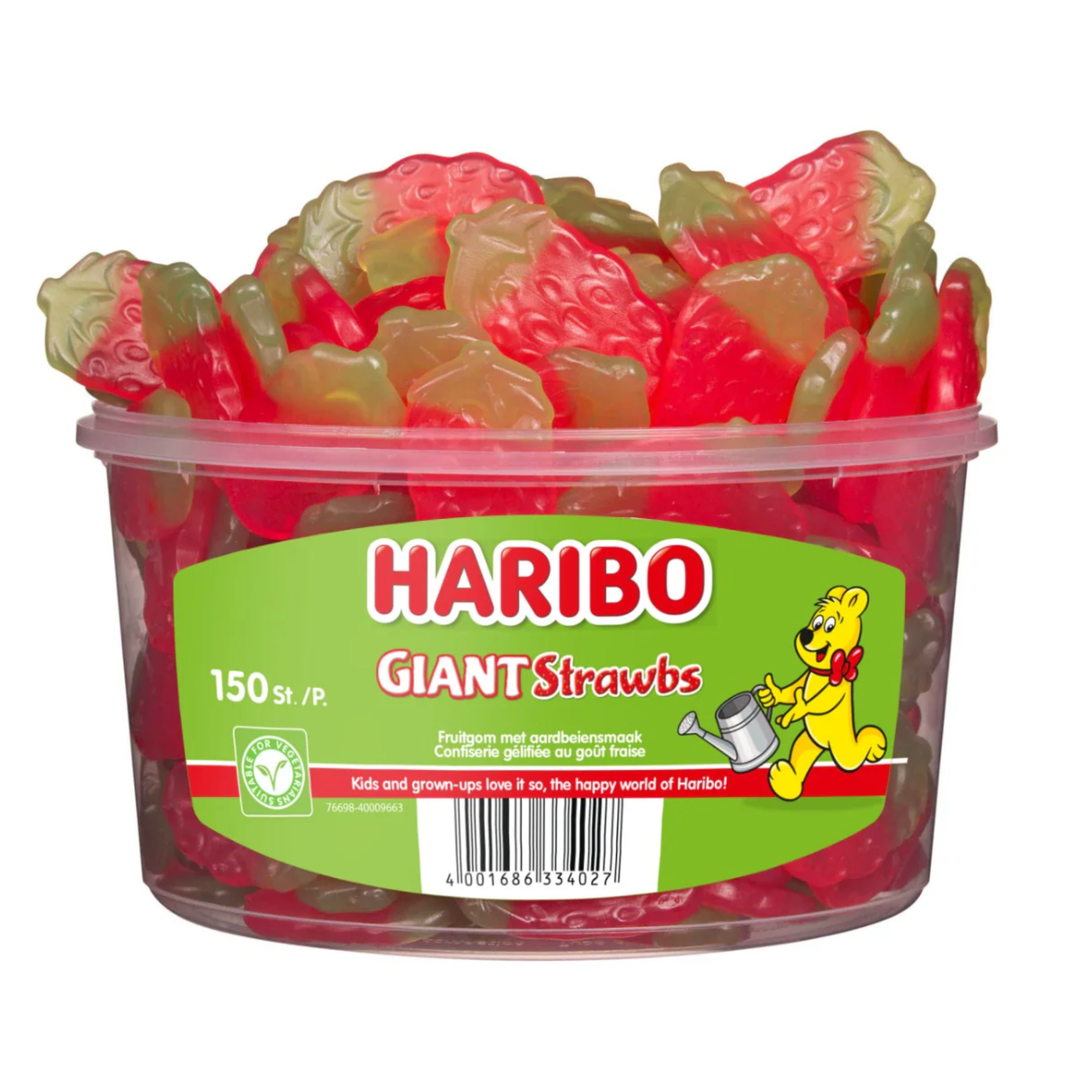 Haribo giant strawbs - snoep in aardbeiensmaak - 150 stuks silo
