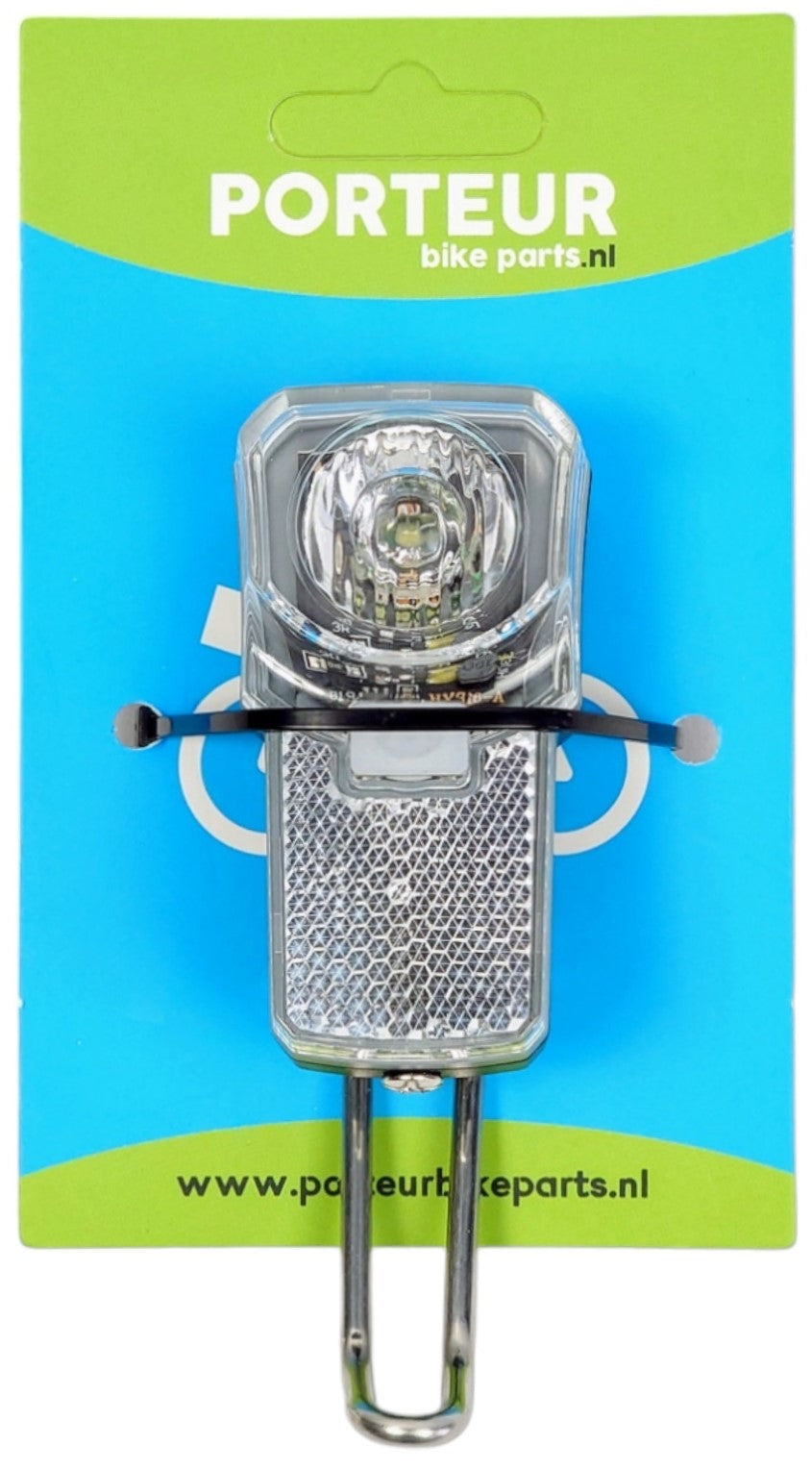 Porteur koplamp met rvs beugel clearly
