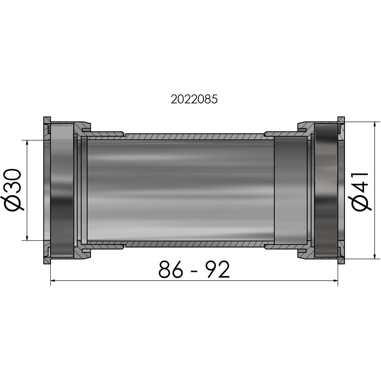 Elvedes bracketset press fit bot.bracket press fit 41mm bb86-92 shim.