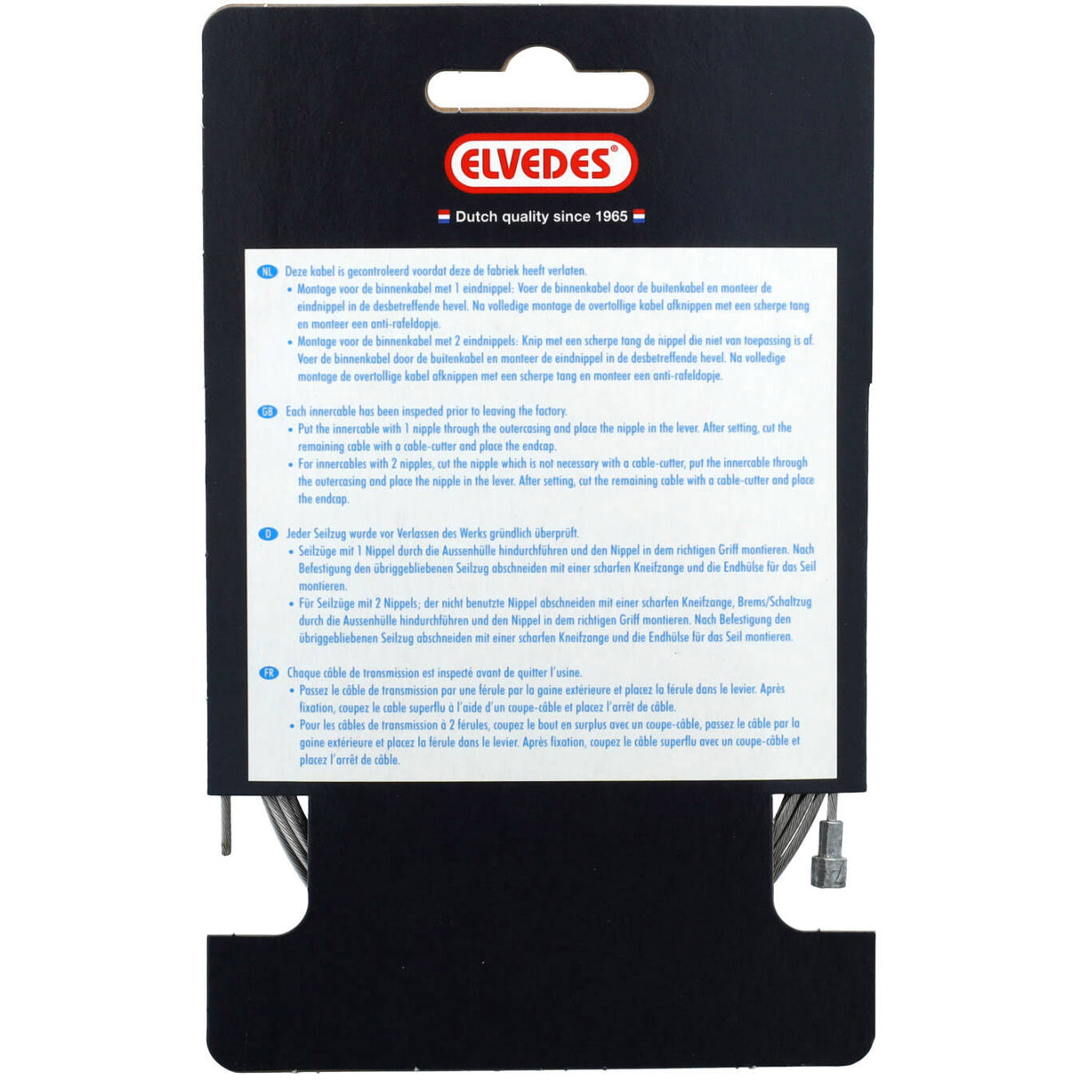 Elvedes rem binnenkabel 2250mm rvs �1,5mm v-nippel