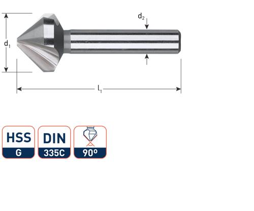 Rotec verzinkfrees 90gr. 3-snijder 20.5mm
