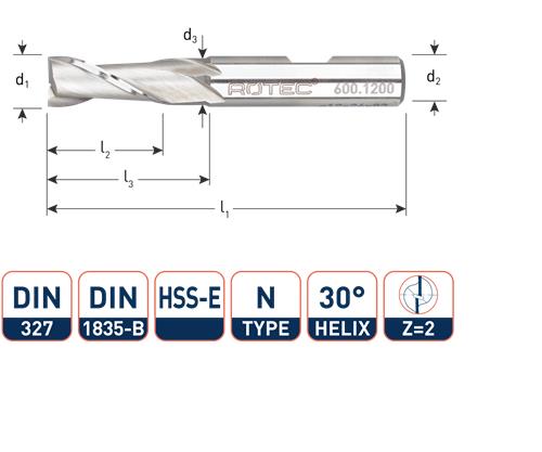 Rotec spiebaanfrees kort din327 5.5mm weldon