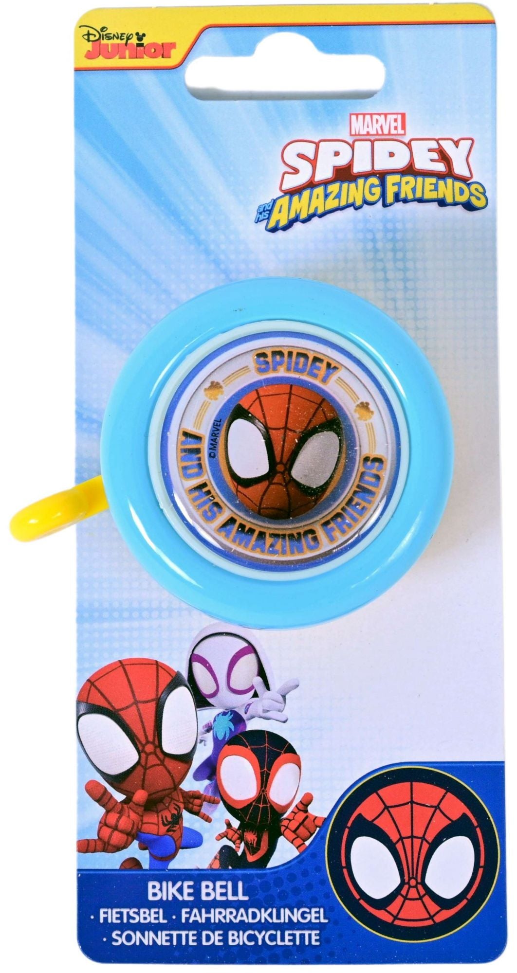 Spidey und seine tollen freunde spidey and his amazing friends fietsbel - jongens - blauw rood geel