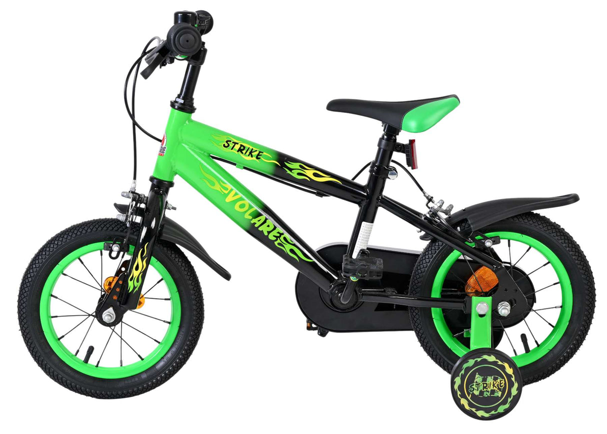 Volare strike kinderfiets - jongens - 12 inch - zwart groen - twee handremmen