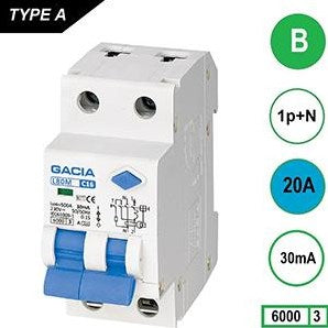 Enzo aardlekautomaat 20a b kar 30ma 2p gacia - 4517844