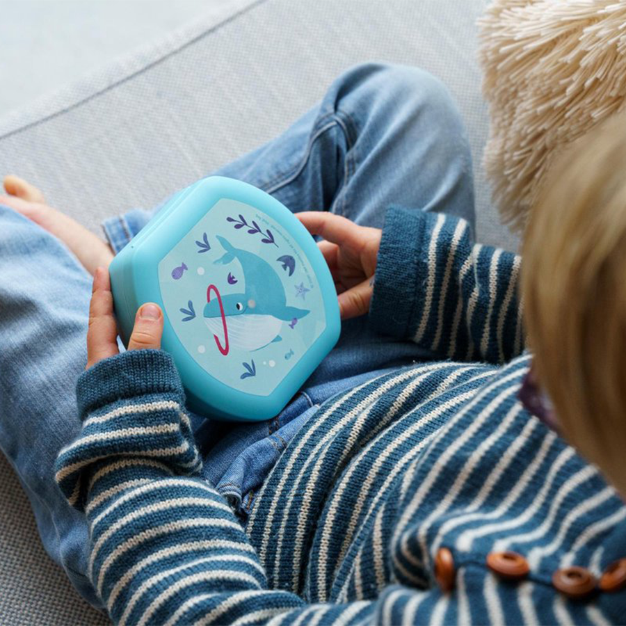Amuse snackbox small rond blauw walvis