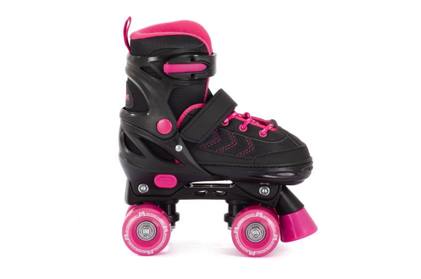 Aventuri verstelbare rolschaatsen semi-softboot zwart roze maat 31-34 (s)
