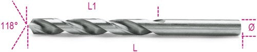 Beta spiraalboren, korte uitvoering hss volledig geslepen glimmende afwerking 412 4,50 - 004120082
