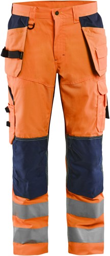 Blåkläder werkbroek high-vis met ventilatie 15651811 | high vis oranje marineblauw | maat 50 - 7330509673232