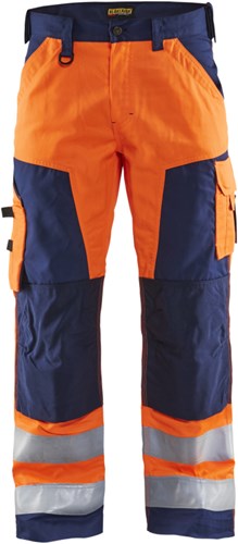 Blåkläder werkbroek high-vis zonder spijkerzakken 15661811 | high vis oranje marineblauw | maat 54 - 7330509413470