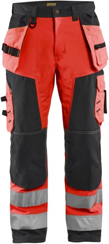Blåkläder werkbroek softshell high-vis 15672517 | high vis rood zwart | maat 52 - 7330509406342