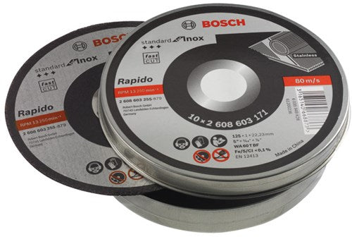Bosch accessoires bosch doorslijpschijf recht standard for inox - rapido 125mm - 10stuks